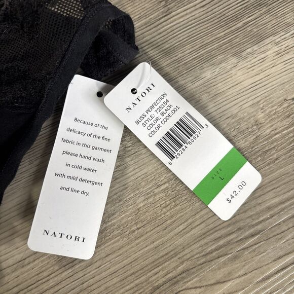 NWT Natori Bliss Perfection Black Lace Bra Bralette Large (MSRP $42) - Picture 5 of 12